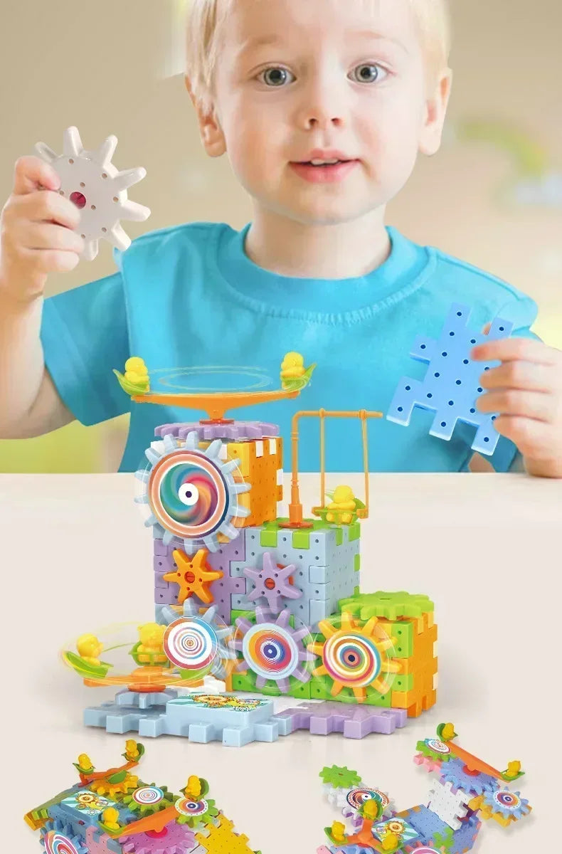 פאזל גלגלי שיניים מוטורי לבנייה הנדסית | גאוני, צבעוני ומלא דמיון