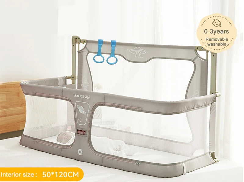מיטת צד לתינוק בצבע בז' עם רשת - דגם בגודל 50×120 ס"מ